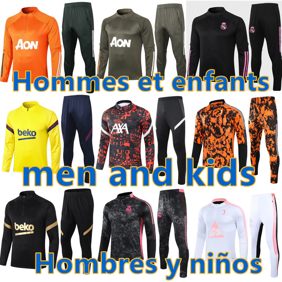 

2022 kids football training suit soccer tracksuit 2020 2021 kids football tracksuit survetement chandal jogging, Black