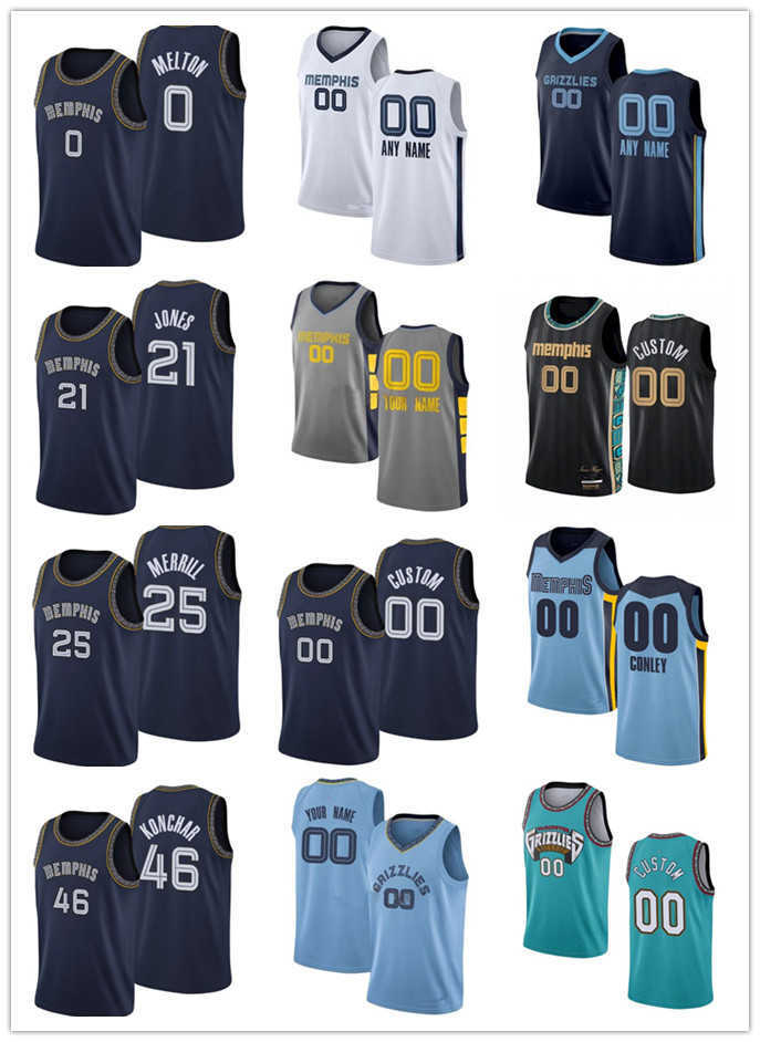 

75th Men Women Memphiss Grizzliess 21 Tyus Jones 46 John Konchar 0 De'Anthony Melton 25 Sam Merrill Custom Basketball Jersey Youth, Color