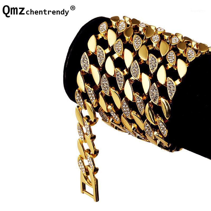 

Mens Hip Hop Extra-coarse Cuban Necklace Gold Electroplated MIAMI LINK Shiny Diamante Curb Chain Necklaces Chains