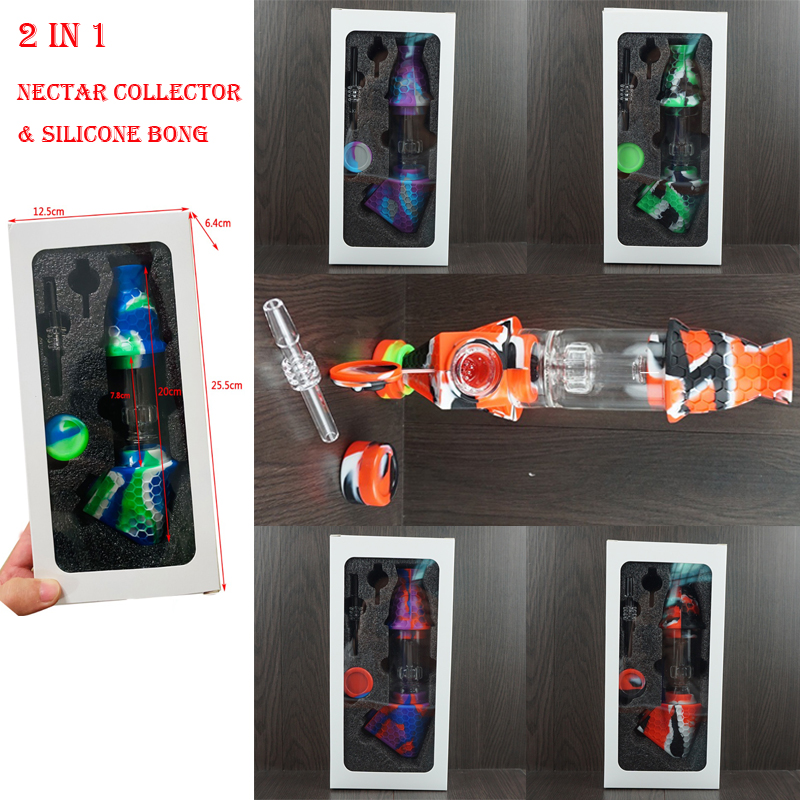 

Amphibious Hookahs Premium Tobacco Bag Set Wax Container Silicone bong with Quartz nail Storage Jar Metal Dabber dab rit