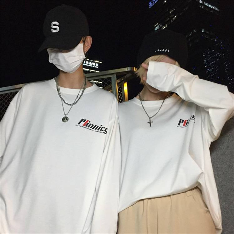 

2021 New Harajuku Streetwear Tshirt Longo Da Luva Das Mulheres De Moda Feminina Coreano Camisetas Fmeas Tops Estudante Do N9yx, Black