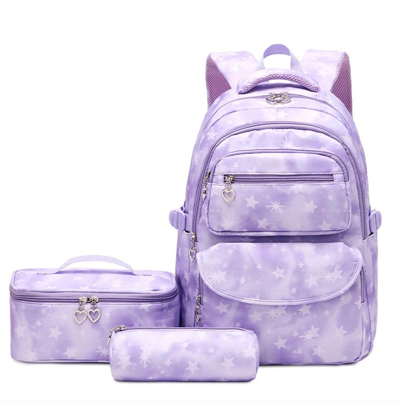 

School Bags Stars Printing Girls Backpacks Children Schoolbag For Girl Princess Backpack With Lunch Case Kids Satchels, Pink