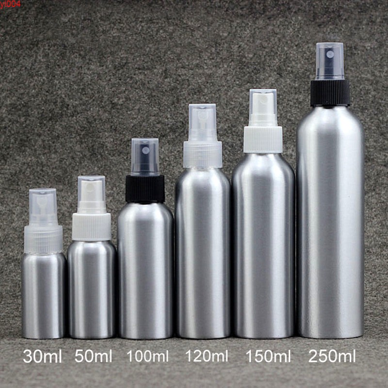 

30ml 50ml 100ml 120ml 150ml 250ml Aluminum Spray Bottle Empty Makeup Water Metal Sprayer Cosmetic Toners Packaging Containerhigh qty