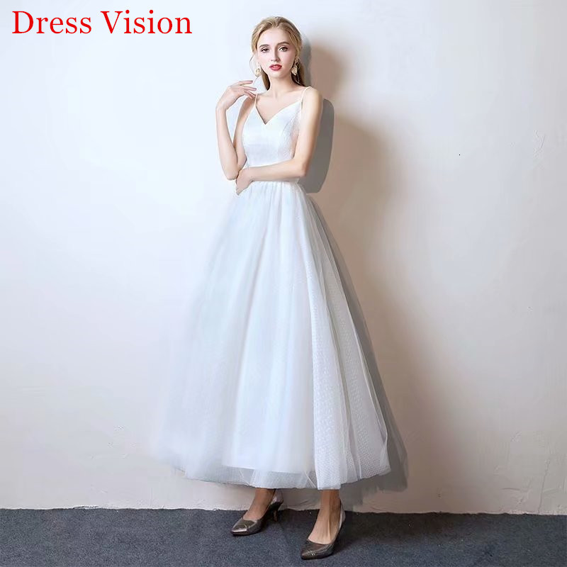 

2021 Boho Vestido Noiva Wedding V-neck Simple Robe De Soiree Bride to Be Lace-up Q4oj, Same as image