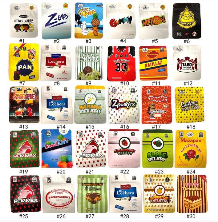 

50 Kinds of Backpack Boyz Cali Packs Resealable Smell Proof Bags clifford sweet potato pie tien piss gummy Cap Italian Ice Edibles Packaging
