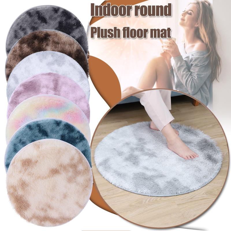 

Carpets 80*80cm Fluffy Round Rug For Living Room Home Decor Bedroom Kid Floor Mat Decoration Thicker Artificial Wool