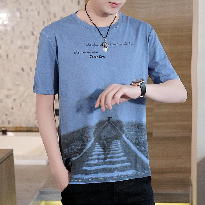 

2021 Men's Short Sleeve New Fashion Popular Spring Summer O-neck Half Shirt Cotton T-shirt Men High Quality A7t9, Gray