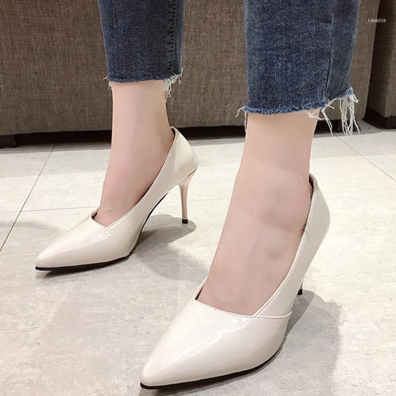 

Women Bright Leather Business Pumps Spring Summer Casual Office Pointed Toe Dress Shoes Elegant Female Wedding Party Pump1, Blue