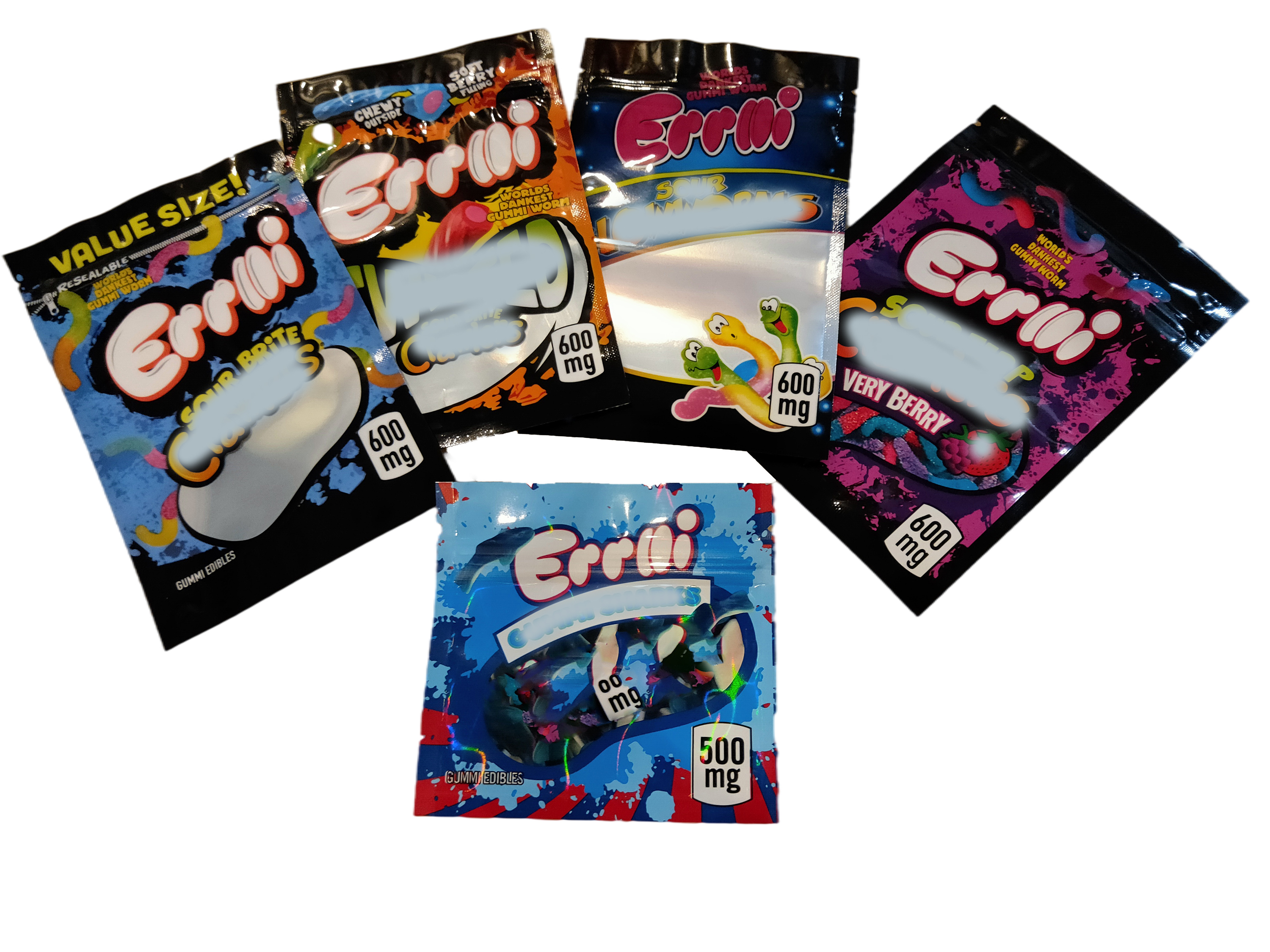 2021 Hot Errlli Gummi edible packaging bag 600mg Sour Terp Crawlers gummies smell proof bags empty candy mylar bags-image-663155271