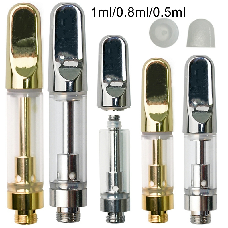 

Gold Silver Atomizers TH205 Empty Vape Pen Cartridges 0.8ml 1ml Ceramic 510 Thread Carts Glass Thick Oil Wax Vaporizer E Cigarettes