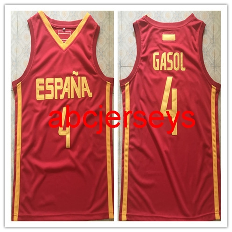 

2020 newst Team Spain 4 Pau Gasol red Basketball Jersey Stitched Custom Any Number Name jerseys Ncaa XS-6XL