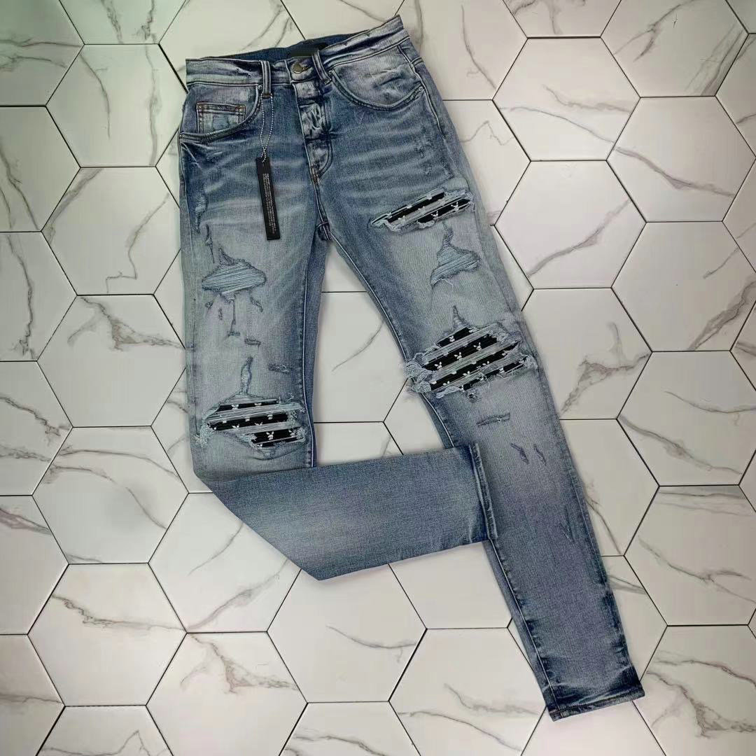 

PH372 Men's Distressed Ripped Skinny Jeans Fashion Mens Jeans Slim Motorcycle Moto Biker Causal Mens Denim Pants Hip Hop Men Jeans, Blue