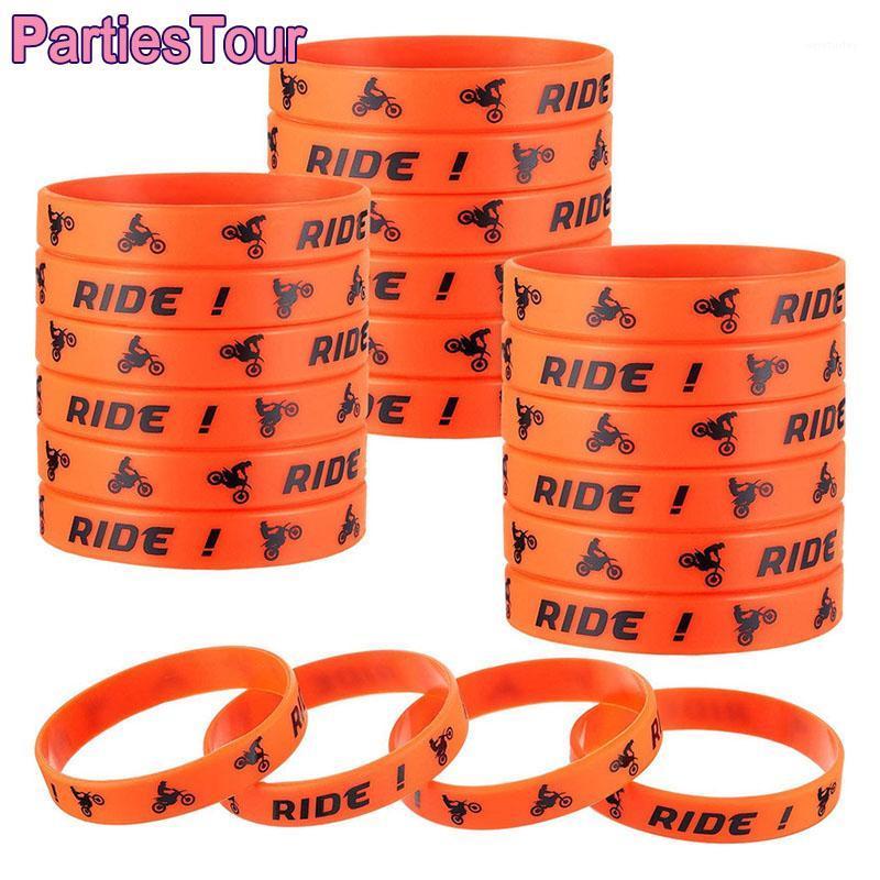 

Party Decoration Racing Moto Themed Suppilies Rubber Bracelets Motocross Silicone Wristbands For Kids Birthday Accessories