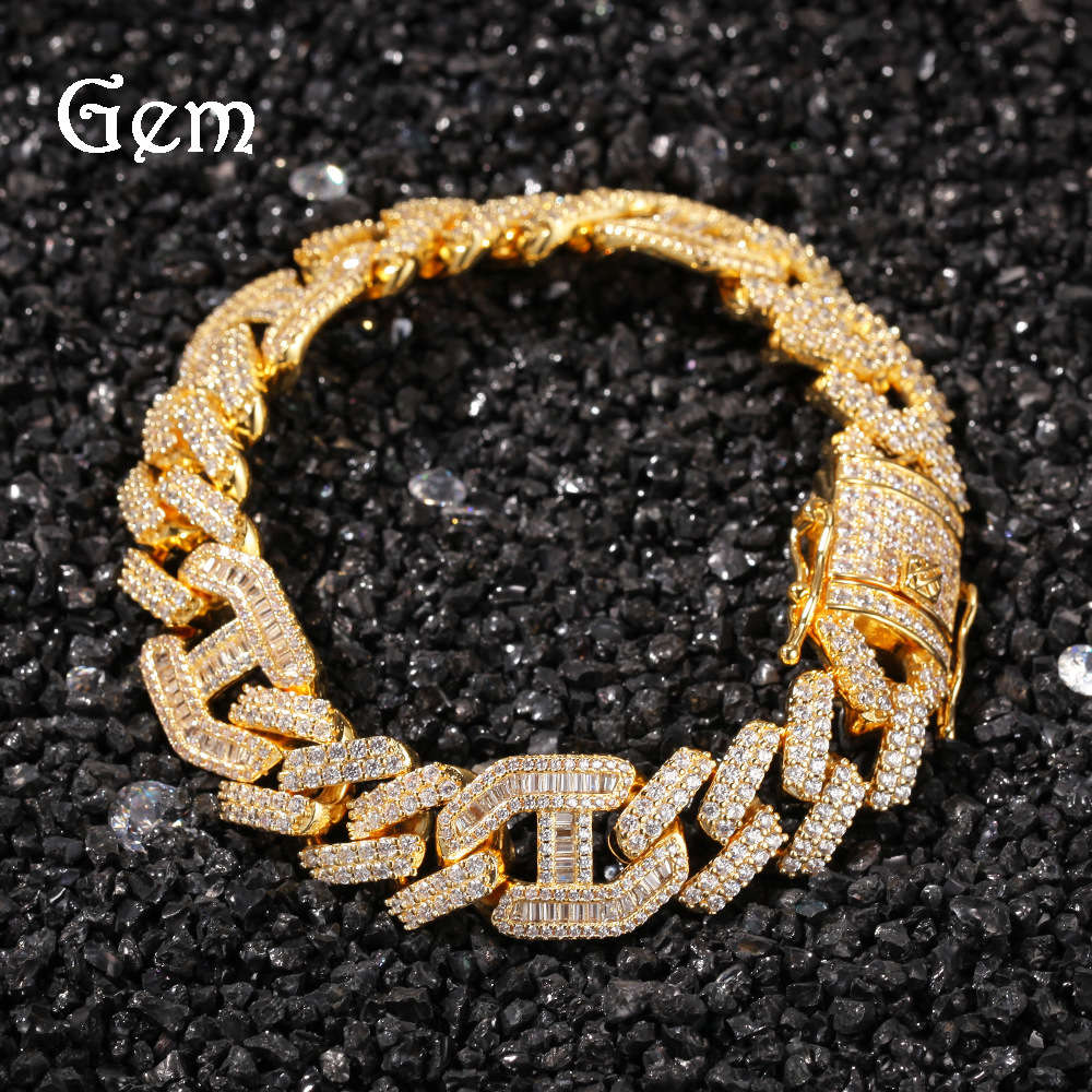 

New 3:1 trendy hip hop Bracelet hiphop micro zircon bar CUBAN CHAIN BRACELET