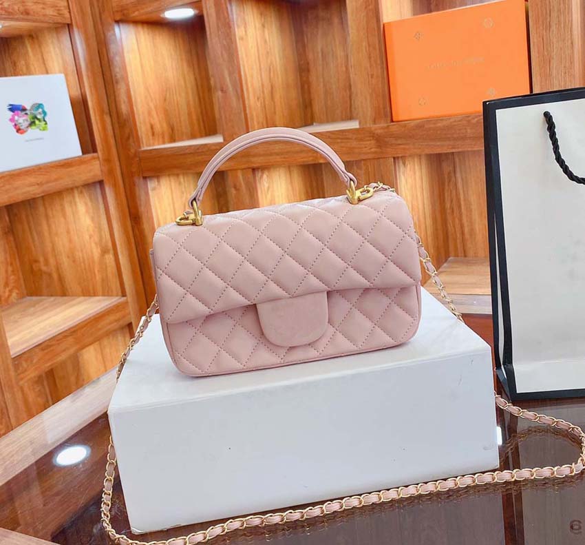 

Fashion Designer Bags Women Handbag Crossbody Messenger Shoulder Chain Bag Good Quality Leather Purses Ladies High Capacity V-shape Rhombic Grid 011, Dust bag