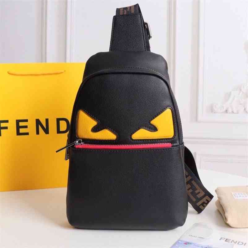 

2021 Fend Kefend Style Men's fashion little monster eyes leather chest multi function portable messenger bag tr wan 77ID