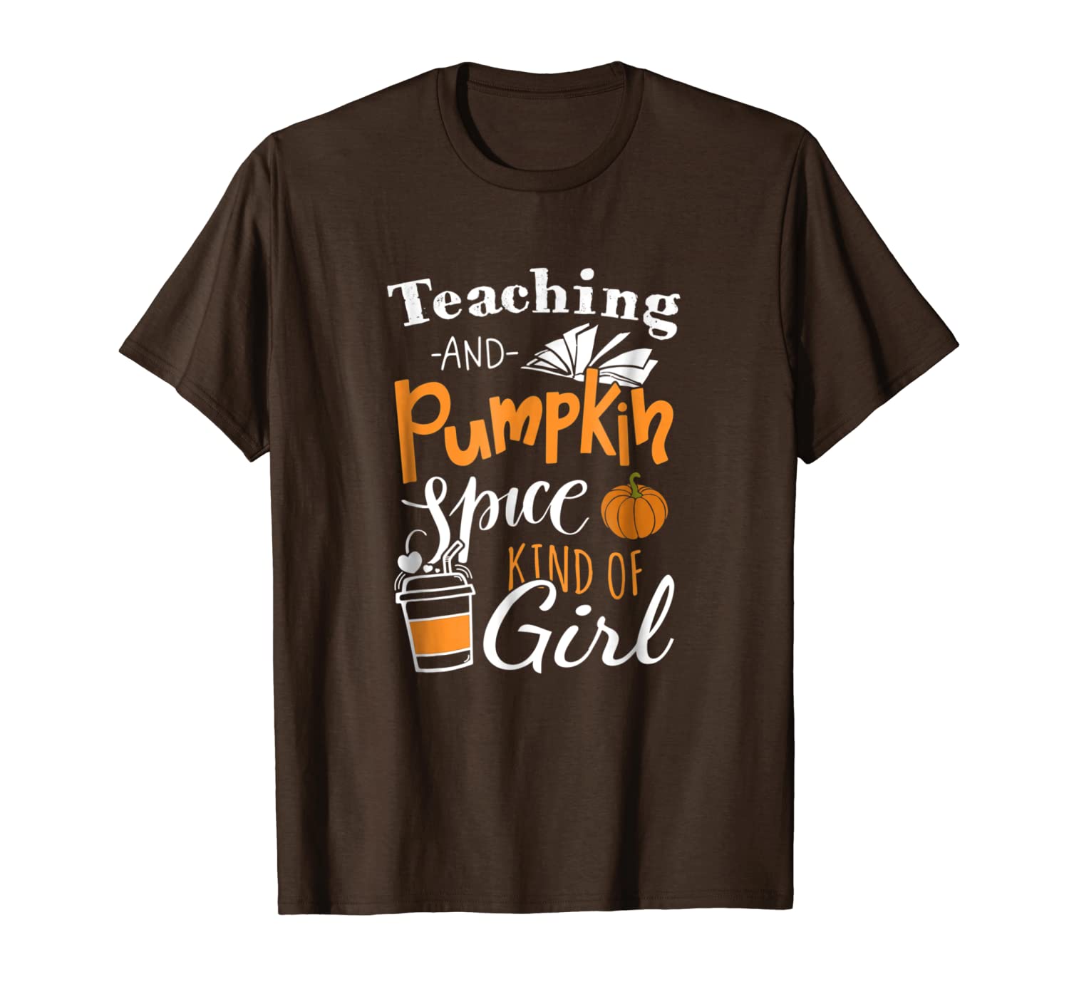 

teaching and pumpkin spice kind of girl teacher t-shirt, White;black