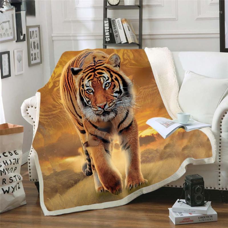 

Blankets Tiger 3D Printing Plush Fleece Blanket Adult Fashion Quilts Home Office Washable Duvet Casual Kids Girls Sherpa