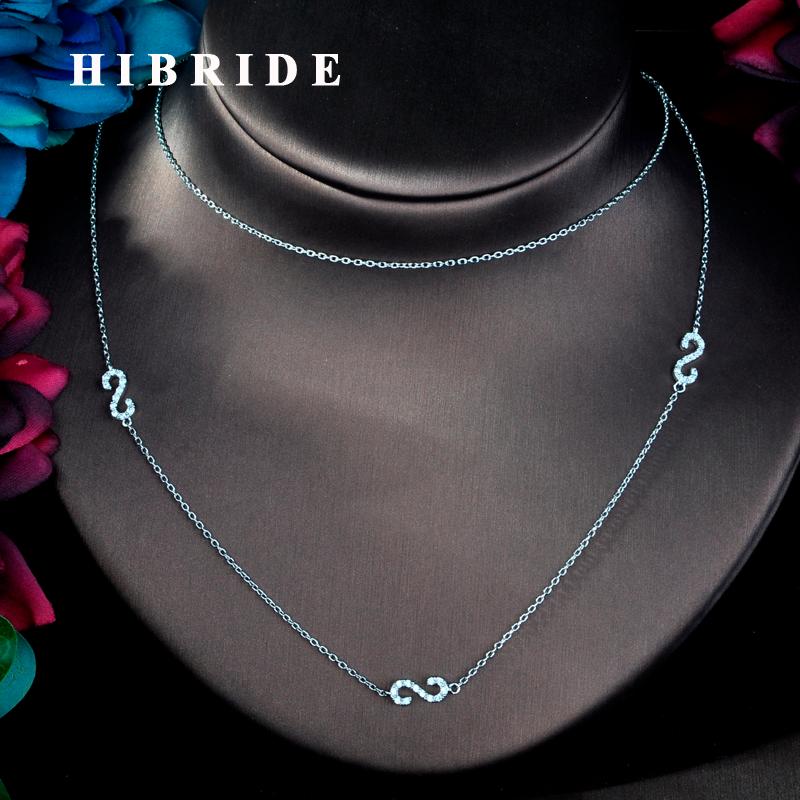 

Pendant Necklaces HIBRIDE Design Cubic Zircon S Letter Double Link Sweater Chain Necklace For Women Wedding Jewelry Accessories N-790