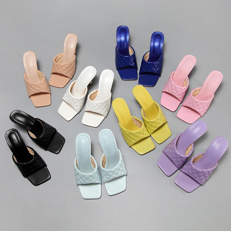 

Designer Women Shoes Outdoor Slippers High Heels Fashion Spring Summer Sandals Ladies Shoes Heeled Slipper Woman Mules Plus Size, Pink