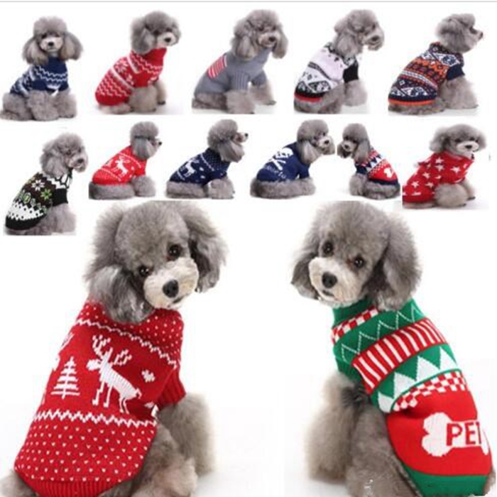 

Dog Apparel Pets Knitted Sweater Christmas Tree Milu Deer Printed Sweaters Winter Dogs Warm Coats Xtmas Halloween Party Clothes WY288ZWL, As picture