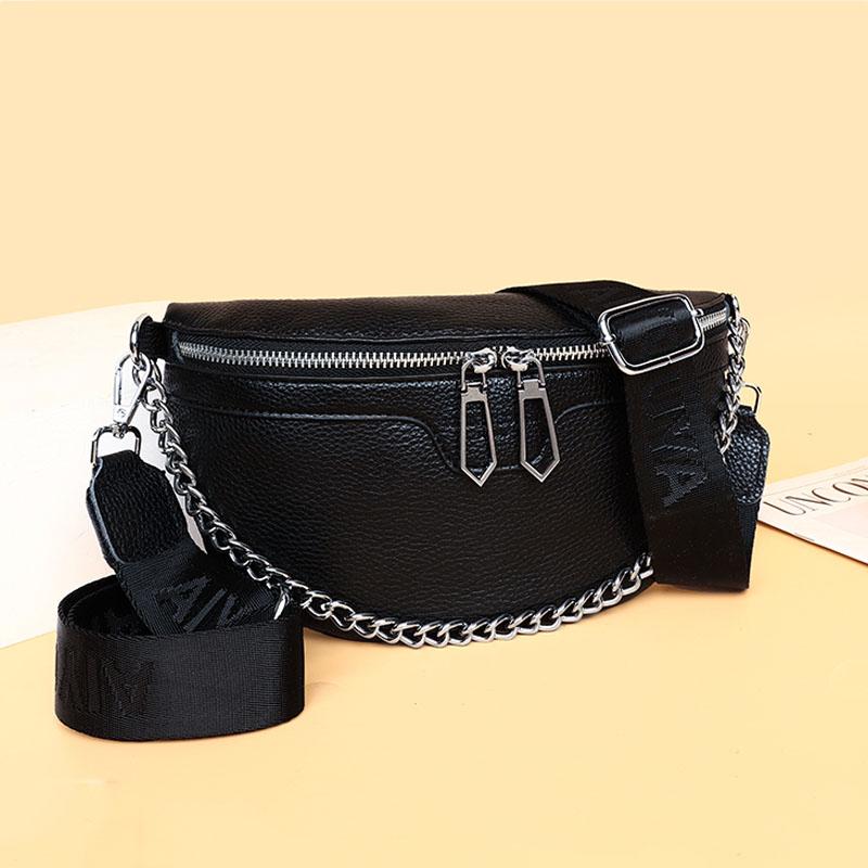 

Waist Bags Luxury Fanny Pack Female Belt Bag Fashion Leather Shoulder Crossbody Chest High Quality Chain Hip, Sky blue