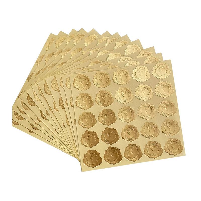 

Gift Wrap 300Pcs Gold Embossed Wax Seal Looking Heart Envelope Seals For Wedding Invitations / Greeting Cards, Self-Adhesive