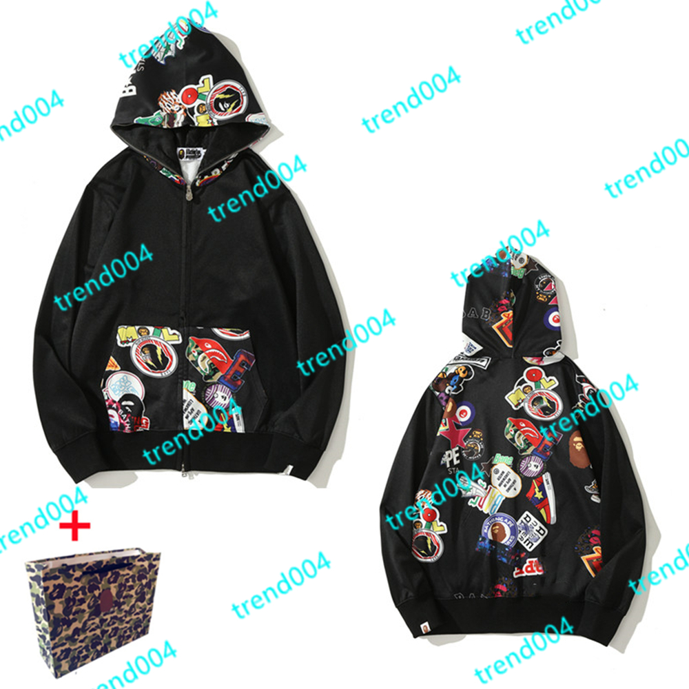 

High Quality Apes Men's Hoodies & Sweatshirts Japanese Shark ape head Luminous camo Star galaxy Spots Men and women couples with the same 100% Cotton hoodie 2-9, 1 pcs buttons