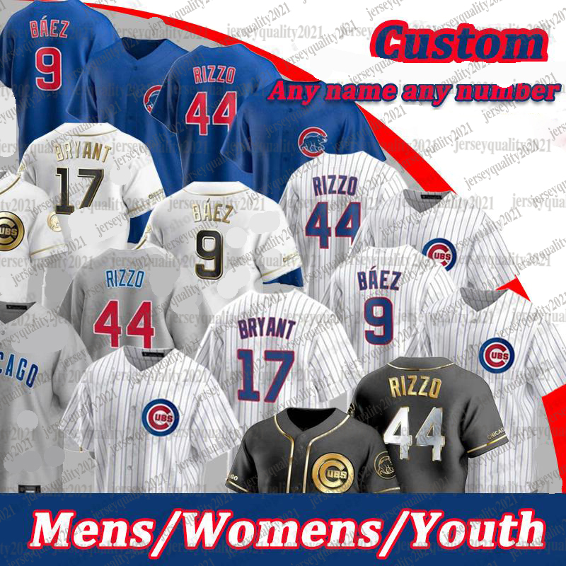 

New Arrival 17 Kris Bryant Custom 44 Anthony Rizzo 9 Javier Baez 23 Ryne Sandberg 40 Willson Contreras Baseball Jersey Mens Women Youth, Blue;black