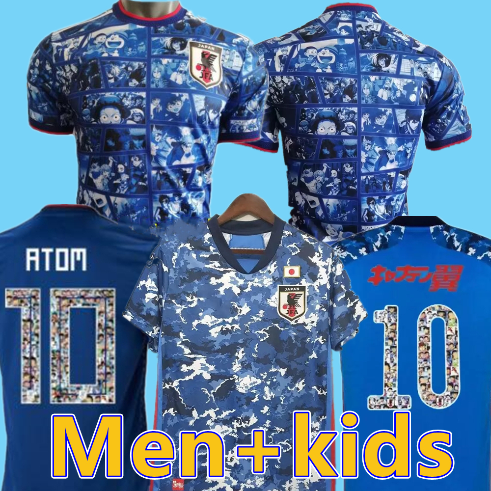 

Japan soccer jerseys 100th anniversary shirt DOAN MINAMINO KAMADA Football Shirts TSUBASA ATOM jersey NAGATOMO ENDO SHOYA KUBO national team uniforms men kids kit, Special jersey player version