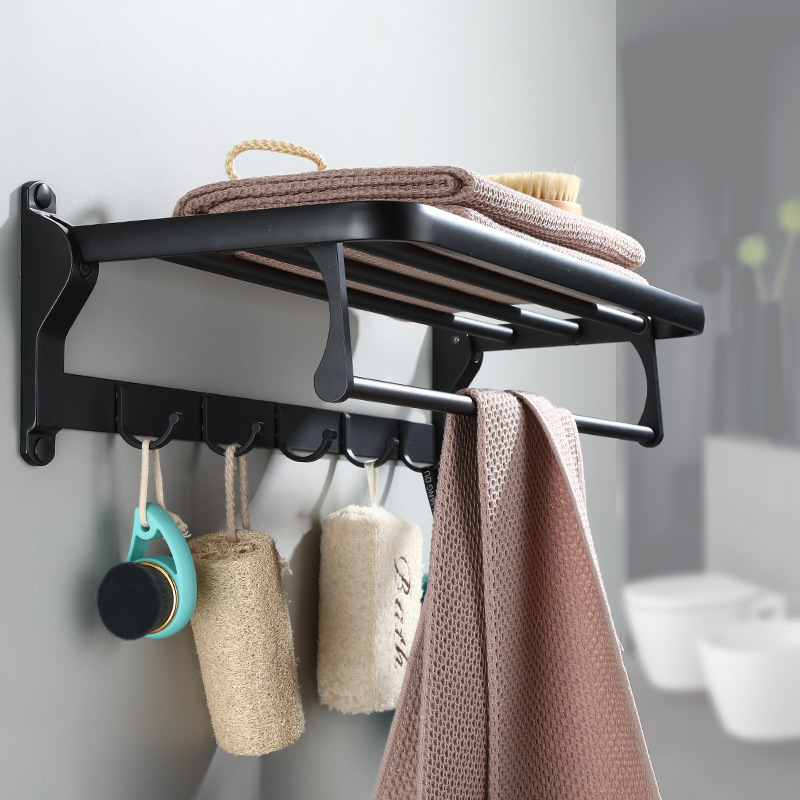 

2021 New Bathroom Rack Foldable Aluminum 50cm-60cm Black Fixed Holder Folding Bath Shees Towel Rail Uk52, Orange
