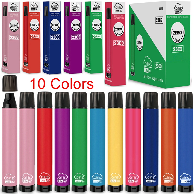 

2300Puffs Original Airis Lite XL Disposable E Cigarettes Device Pods Prefilled 6ml Capacity Pod 1050mAh Vape Pens Starter Kits 10 Colors