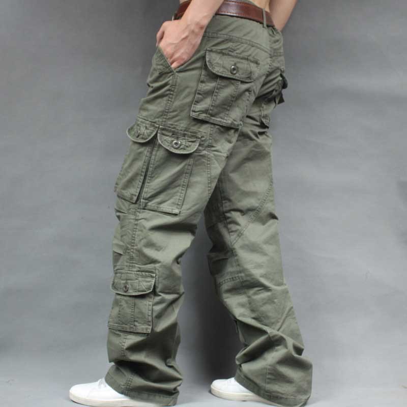 

2021 New From Men's Charge Casual Overallls Cototn Loose Baggy Straight Pants Pocket Many Men Clothes Plus Size S56j, Black