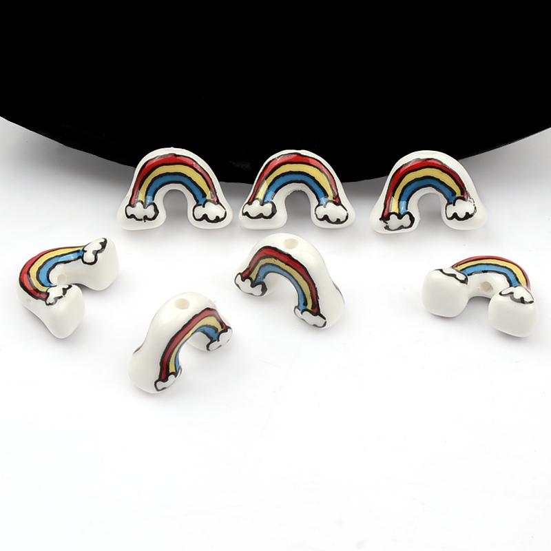 

Other 12x18mm U-shaped Hand Painted Rainbow Ceramic Beads Loose Spacer For Jewelry Making DIY Birthday Gift Party Accessories