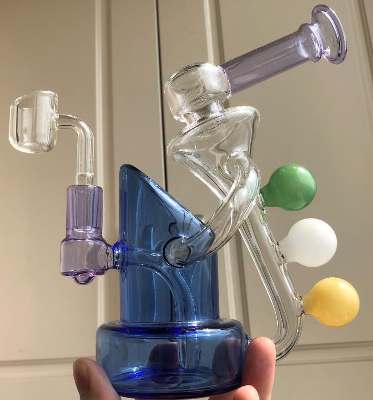 

Three balls Dark green purple heady Hookah Recycle Big Bong Dab Rig double Perc heavy Thick Smoking Bubbler 14mm bowl