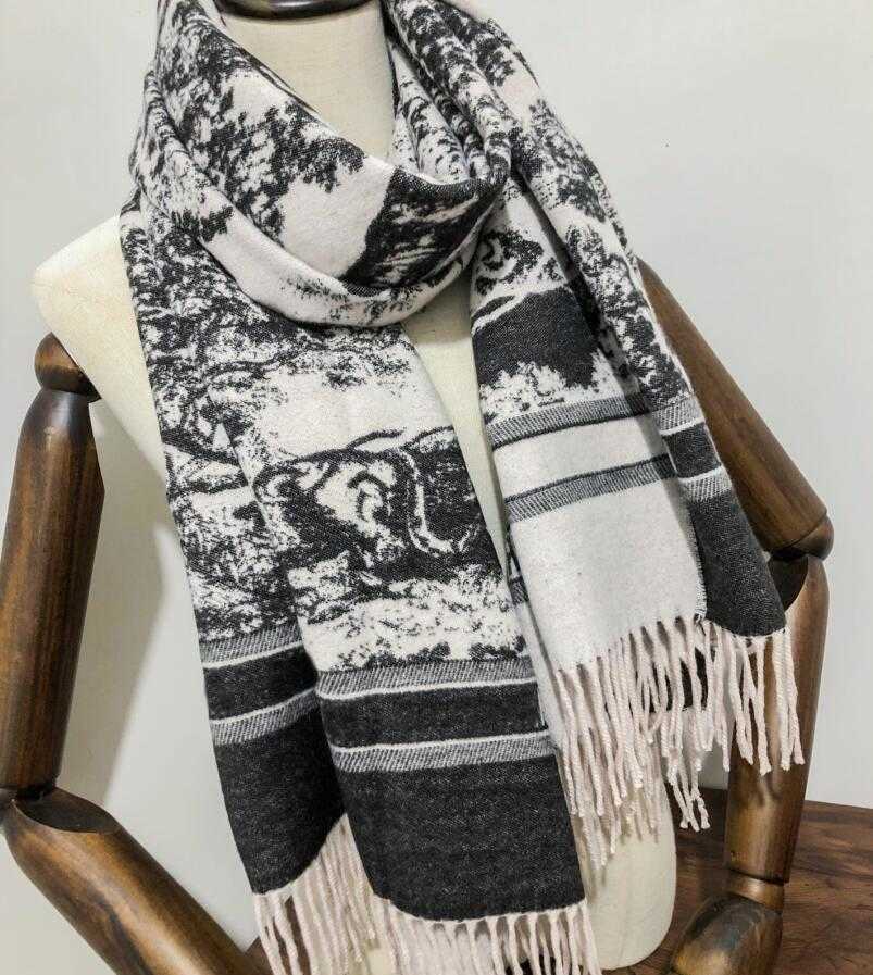 Designer cashmere scarf men's women's printed embroidered shawl winter printed Satin square scarf large size 180 * 70 cm with box and gift