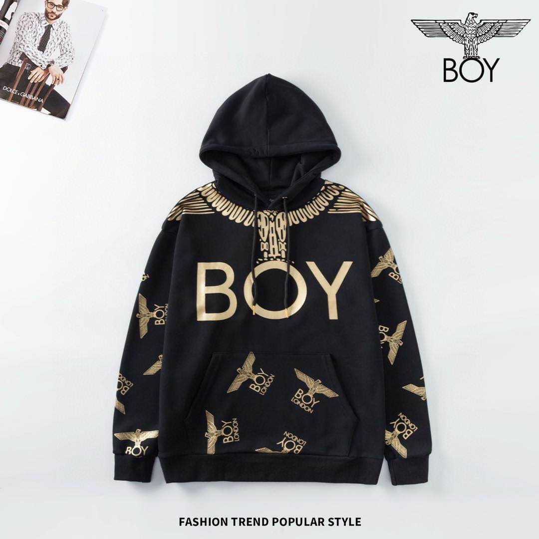 

hoodies 21ss autumn boy full body printed and gilded eagle couple long sleeve loose hooded casual sweater, Black