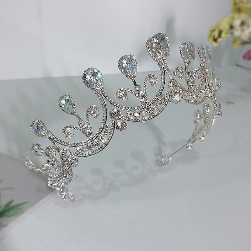 

Retro Shining Rhinestone Zircon Royal Princess Diadem Tiaras and Crowns Women Girls Birthday Bride Noiva Wedding Hair Jewelry