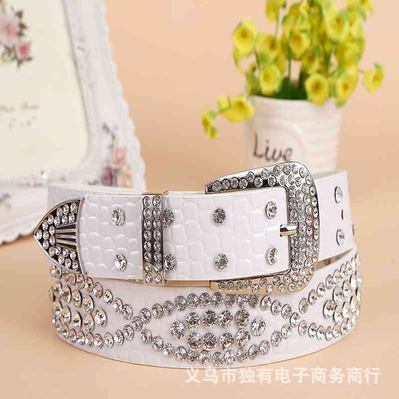 

Designer belts 2023 new women's leather diamond wide buckle fashion versatile decorative belt jeans factory outlet