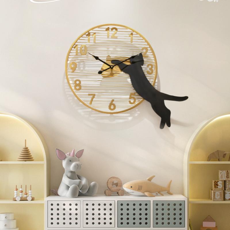 

Wall Clocks Modern Contracted Cat Decorative Clock Design Creative Living Room Decoration Household Mute The