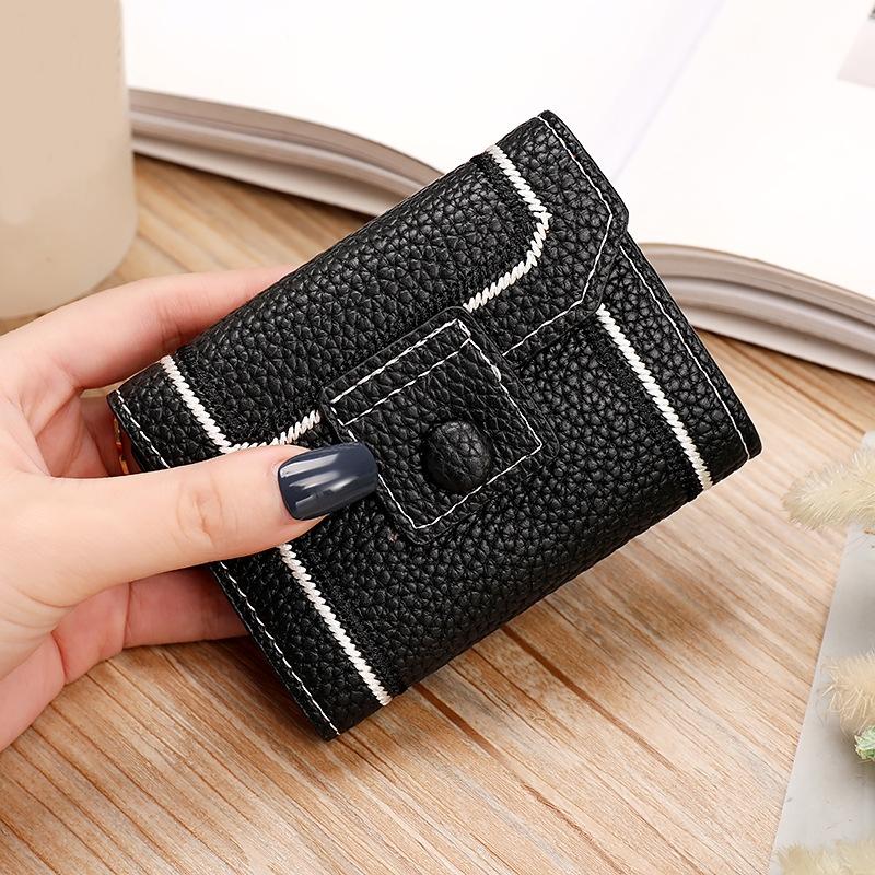 

Card Holders Mini Holder For Women PU Leather ID Cute Lady Cardholder Purse No Zipper Comfortable And Light, Black