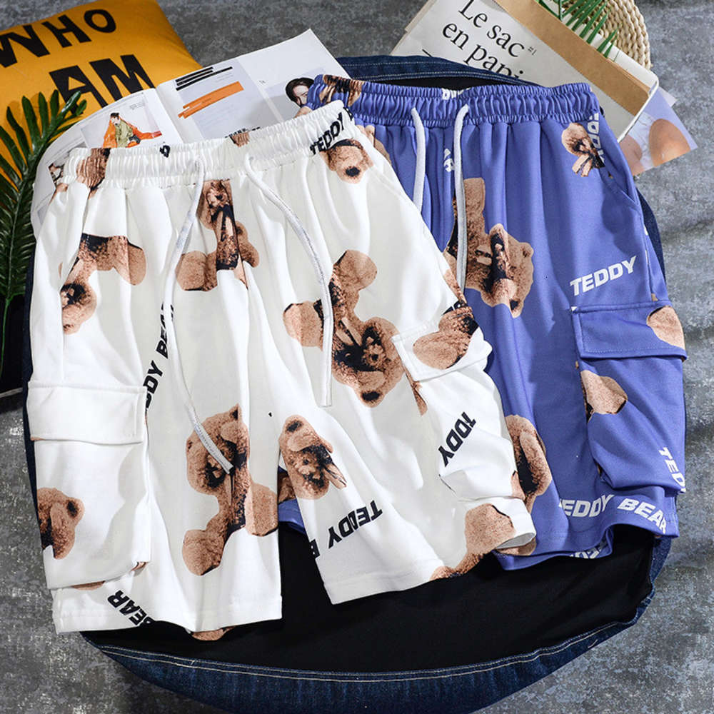 

Street trend printed casual sports pants men's summer 2020 youth baggy Capris shorts, Black