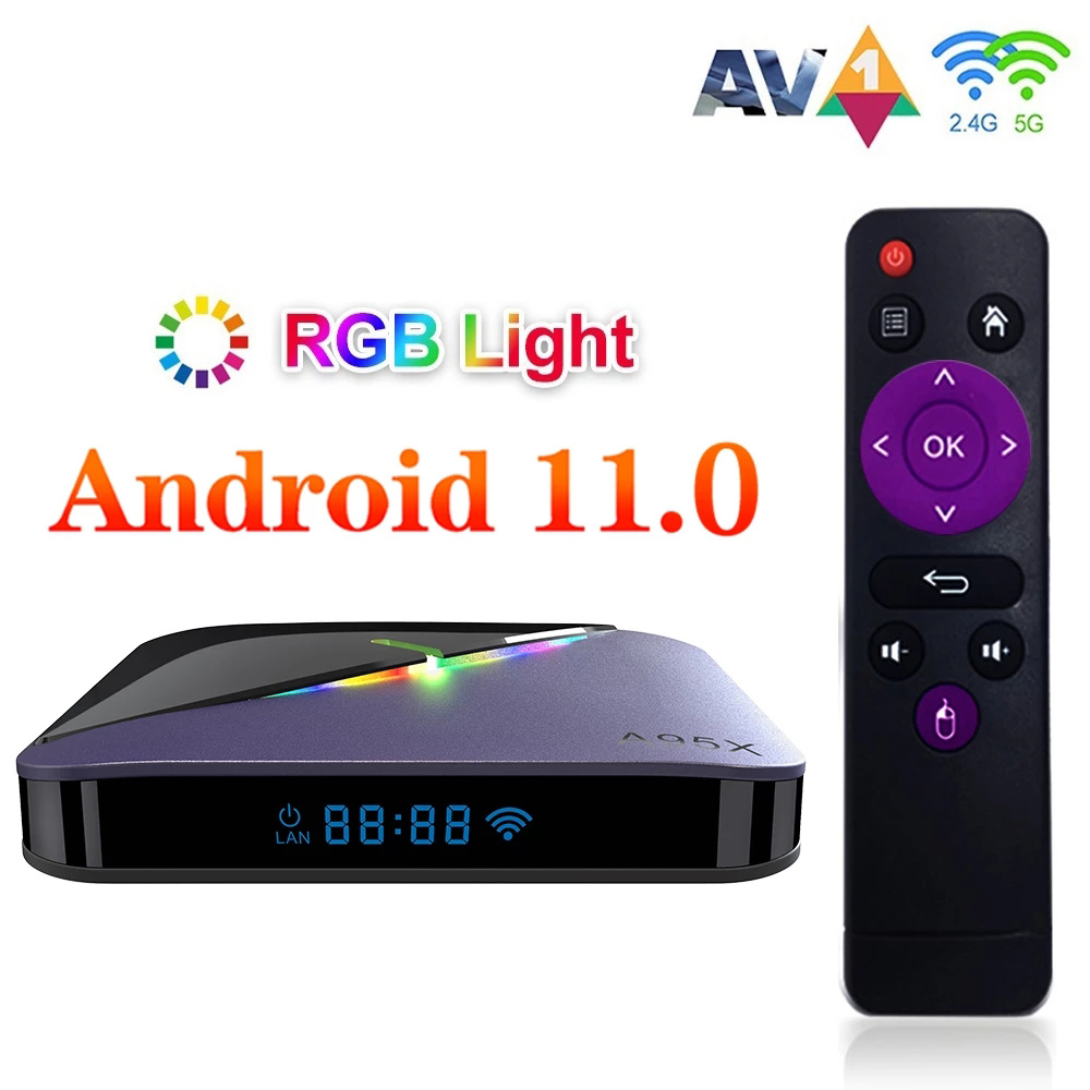 

Smart TV Box Android 11 A95x F3 Air II Amlogic S905W2 5G Wifi 4K 3D BT5.0 RGB Light TV Boxs HD Media Player 4GB 32GB
