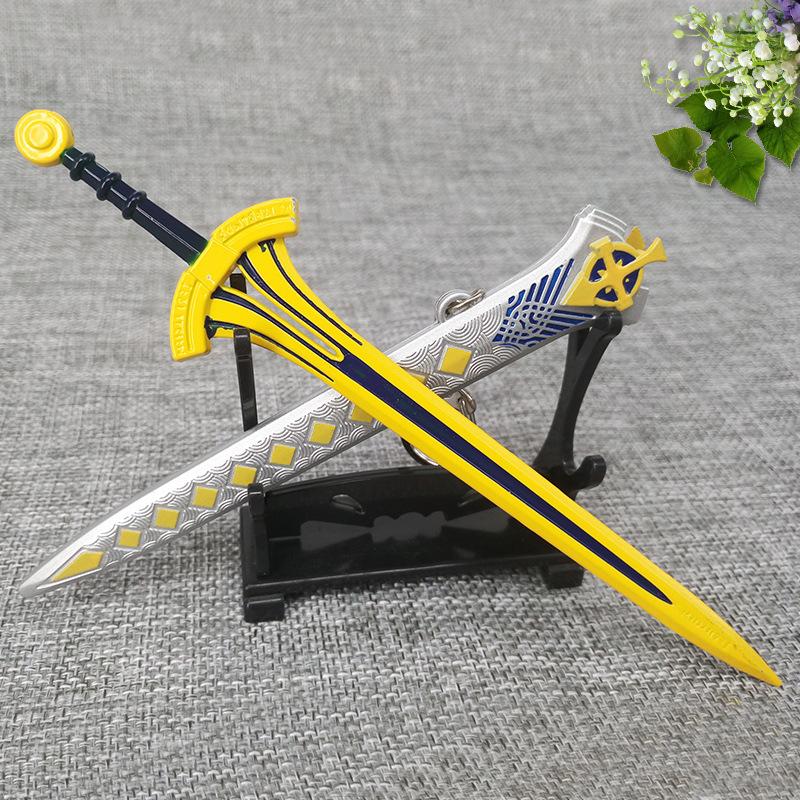 

Keychains Filmore Anime Fate Saber Keychain Alloy Keyring Holder Blackened 17cm Pendant Sword Victory Men Chaveiro