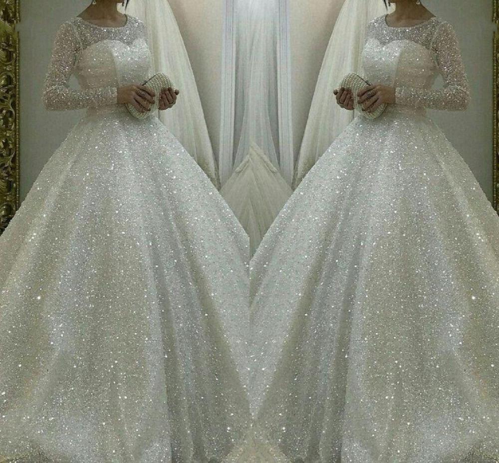 

2021 New Princess Sequins Wedding Es Ball Gown Long Sleeves Plus Size Bridal Gowns Bride Robe De Mariee Q5zu, Chocolate