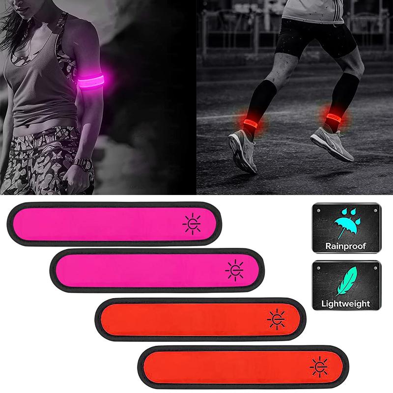 

4pcs Running Light Adjustable Glowing Bracelets Sports Led Wristbands For Runners Joggers Cyclists Riding Safety Bike #T2G