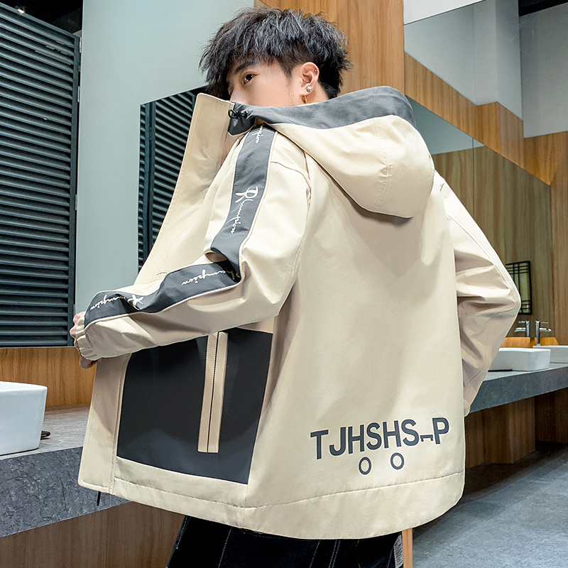 

2021 New Brand Autumn Jacket Clothes Coat Long Sleeve Plus Size Hooded Clothing Jackets for Men Korean Style Fashion Windbreaker J6ox, Gray