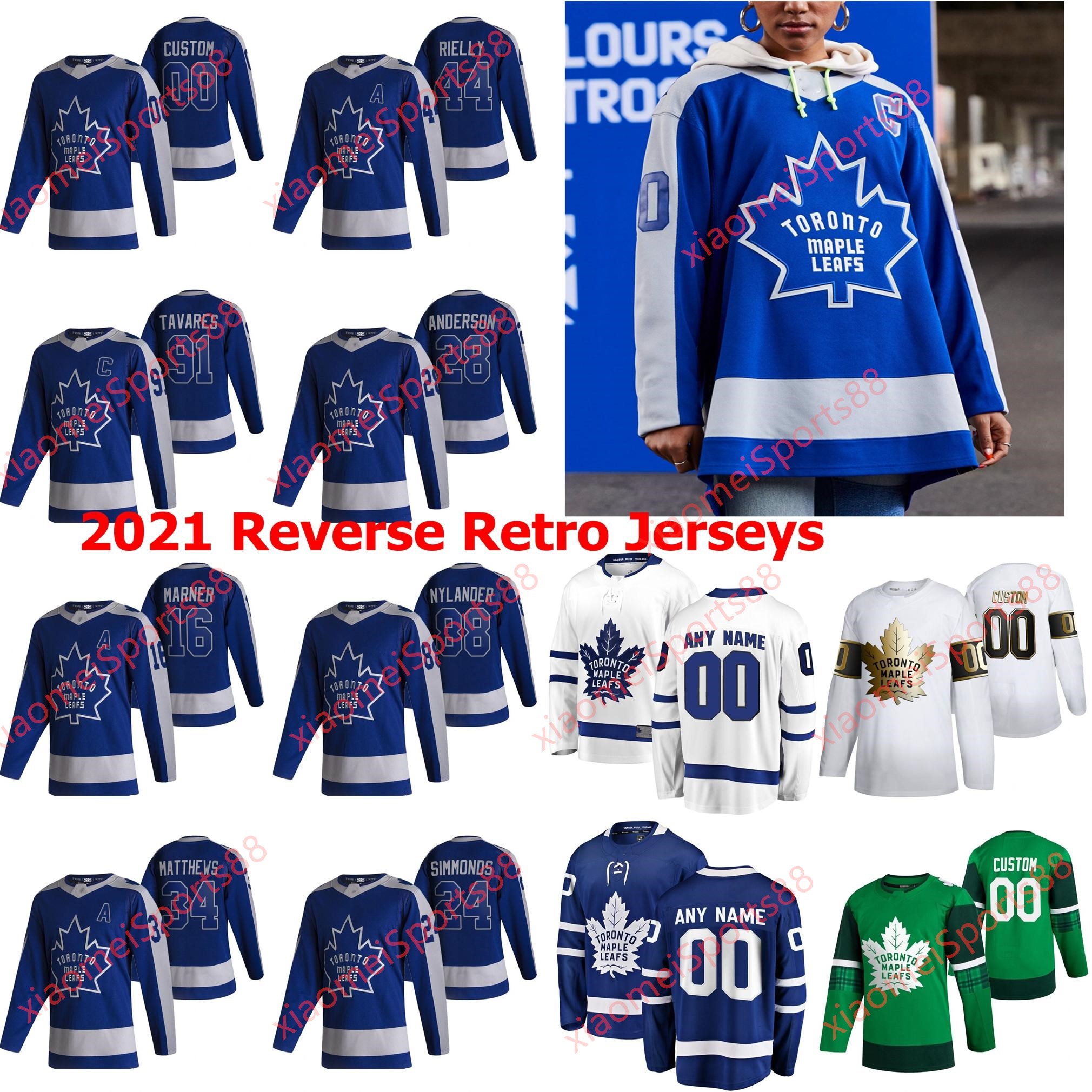 

Toronto Maple Leafs 2021 Reverse Retro Hockey Jerseys Dominic Moore Andreas Johnsson Igor Ozhiganov Jason Spezza Trevor Moore Custom Stitche, As shown in illustration
