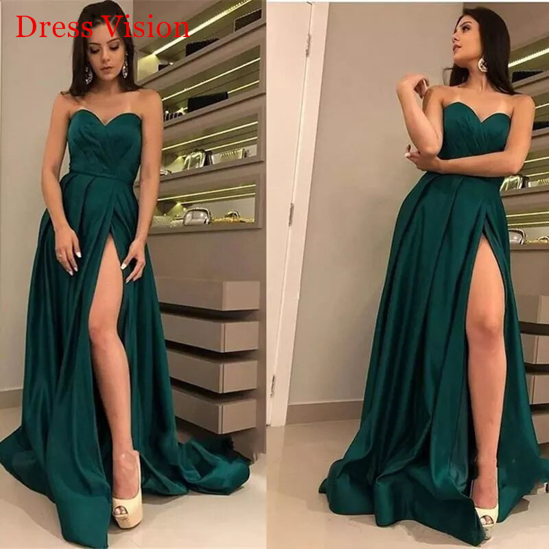 

2021 Sexy Strapless Side Split Long Frock Robe De Soiree Wedding Party Prom Lace-up Zekc