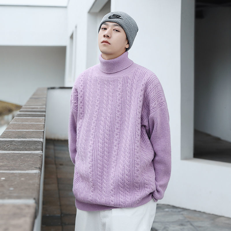 

2021 New Winter Thick Turtleneck Sweater Men's Warmth Fashion Retro Knitted Pullover Men Wild Casual Sweaters Mens Clothes Tcay, Dark gray
